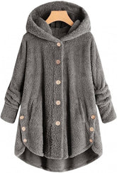 Winter Coats for Women,Womens Sweaters Plush Hooded Cardigan Long Sleeve Hoodies Button Fall Jacket with Pocket